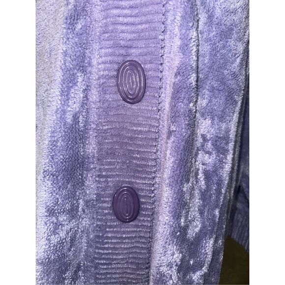 Intimates Womens 3X Long Purple Velour Lounge Cardigan Duster Robe Sweater Coat - Picture 4 of 5